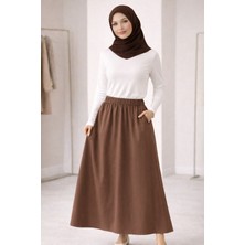 Beli Lastikli Cepli Kumaş Etek - Tesettüre Uygun