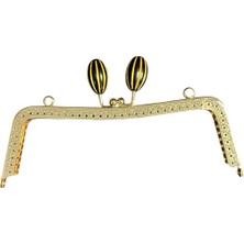 Hobicium Metal Çanta Klipsi 20 cm – Altın Renk Mavi Topuzlu Çanta Çerçevesi | Örgü & El Yapımı Çanta Aparatı