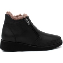 Fast Step Hakiki Deri Kürklü  Kadın Kalın Taban Bot 411KZA707