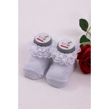 Soft Yıkamalı Kız Bebek Çorabı - Tül ve Güpür Detaylı Pamuklu Model 4\'lü