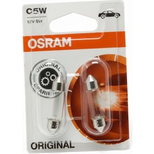 Osram C5W 12V 5W Standart Soffitte Plaka ve Iç Aydınlatma Ampulü - 2 Adet (Blister Paket)