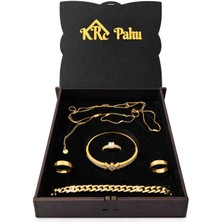 Zirkon Taşlı Gold Kaplama 5`litakı Seti – Kolye Bileklik Yüzük Kombin