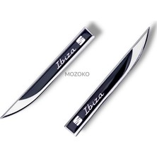 Mozoko Kendinden Yapışkanlı Ibiza Uyumlu 3D Metal Krom Çamurluk Üstü Yan Amblem Seti – 2 Adet