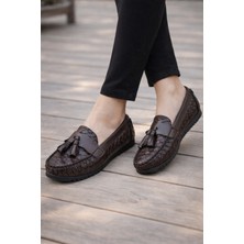 ModaFrato K-218 Rahat Taban Püsküllü Kadın Babet Günlük Şık ve Rahat Anne Ayakkabısı