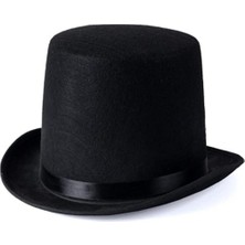 Subutu Yetişkinler Için Siyah Renk Ringmaster Sihirbaz Şapkası Fötr Şapka 15 cm