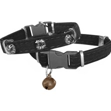Subutu Kadife Kedi Boyun Tasması Taşlı 20-32 cm Siyah