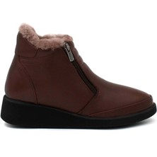 Fast Step Hakiki Deri Kürklü  Kadın Kalın Taban Bot 411KZA707