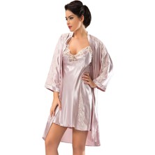 Subutu Pudra Saten Sabahlık &amp; Gecelik 2' Li Takım