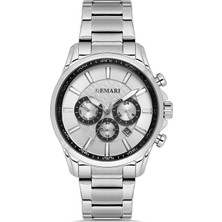 DEMARİ Demari Erkek Kol Saati Quartz Mekanizma Gümüş Çelik Kordon Gümüş & Siyah Detaylı Kadran – DM-00100G-A