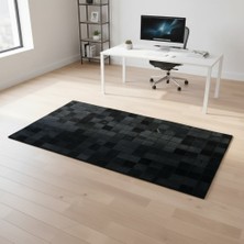 Decomarie Siyah Tonlu Dana Derisi Patchwork Halı