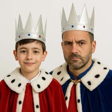 Subutu Gümüş Renk Eva Yumuşak Kral Kraliyet Tacı Yetişkin Çuk Uyumlu 55 cm