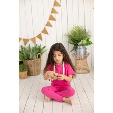 Şehrazat Handmade Tasarım Alt Üst Pamuklu Çocuk Takım (Tişört-Uzun Tayt)