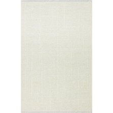 Akbel Halı Liza Lız 02 Beyaz - Düz Pamuk Dokulu Kilim Kaymaz Tabanlı, Yıkanabilir, Modern Uzun Ömürlü Kilim