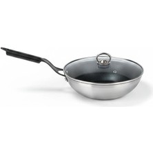 Mehtap Chefline Indüksiyon Tabanlı Wok Tava (26 Cm) – Cam Kapaklı