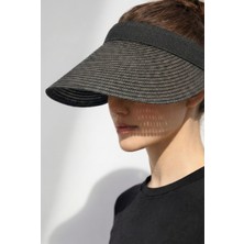 Verahed Kadın Hasır Vizör Şapka Yazlık Güneşten Koruyucu Geniş Siperlikli Ayarlanabilir Tatil Plaj Şapkası