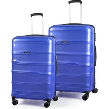 Polo&sky Azra Model Çivit Pp Kırılmaz 2'li Orta + Büyük Boy Valiz Seti