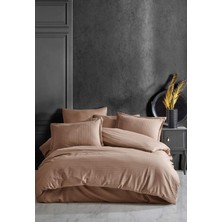 Subutu Çizgili Tek Kişilik Saten Nev Takımı Tarçın