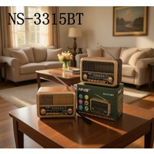 Gunkes Nns NS-3315BT Taşınabilir Nostaljik Radyo Bluetooth Hoparlör Mp3 Çalar