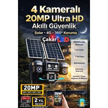 IDS 4 Kamera 20MP Ultrahd Güneş Enerjili Sim Kartlı 360 Güçlü Batarya 12XZOOM Güvenlik Kamerası