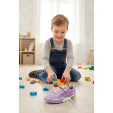 Enoch Lila Yapı Blokları Detaylı Kız Çocuk Spor Ayakkabı Cırtlı