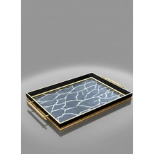 Dekoratif Lüx Tepsi 49X30X4 cm Kumaş Desen Sunum Tepsisi