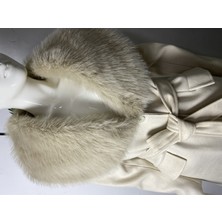 Enter Kürk Yaka Krem Kaşe Manto