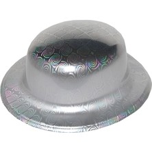 Subutu Gümüş Renk Hologramlı Plastik Yuvarlak Melon 27X24 cm