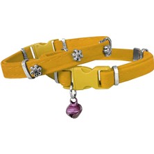 Subutu Kadife Kedi Boyun Tasması Kar Taneli 20-32 cm Sarı