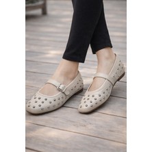 ModaFrato K-305 Rahat Taban Zımbalı Kadın Babet Günlük Ayakkabı Hafif ve Rahat Kalıp