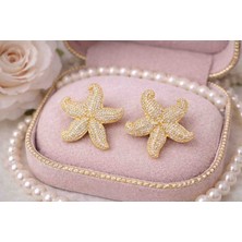 Reborn Design Gold Renk Deniz Yıldızı Model Küpe