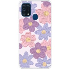 TechTree Samsung Galaxy M31 Uyumlu Renkli Papatyalar Sulu Boya Baskılı Silikon Kılıf