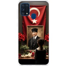 TechTree Samsung Galaxy M31 Uyumlu Atatürk Türk Bayrağı Tablo Baskılı Silikon Kılıf