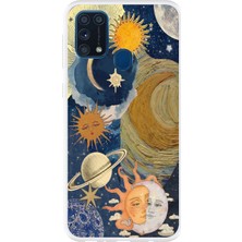 TechTree Samsung Galaxy M31 Uyumlu Güneş ve Ay Evren Tasarımlı Baskılı Silikon Kılıf