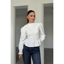 Magarde Gipeli Tasarım Bluz- Beyaz