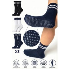 Saysez Bambu Kadın Kaydırmaz Taban Silikon Baskı Pilates Yoga Fitness Bale Dans Aktivite Tenis Çorabı 3'lü