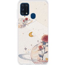 TechTree Samsung Galaxy M31 Uyumlu Gezegen, Yıldız ve Gül Baskılı Silikon Kılıf