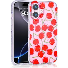 Paladyum Case iPhone 16 Plus Uyumlu Premium Tpu Kiraz Desenli Stilo Kapak