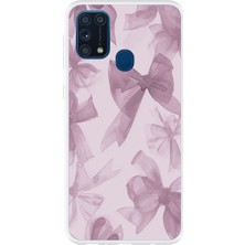 TechTree Samsung Galaxy M31 Uyumlu Menekşe Tonlu Fiyonk Baskılı Silikon Kılıf
