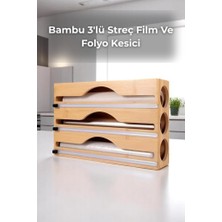 abnturk Bambu 3'lü Streç Film ve Folyo Kesici, Düzenleyici, Streç Folyo Kutusu