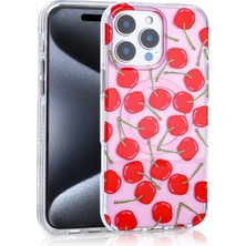 Paladyum Case iPhone 15 Pro Max Uyumlu Premium Tpu Kiraz Desenli Stilo Kapak