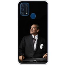 TechTree Samsung Galaxy M31 Uyumlu Ufka Bakan Lider Atatürk Baskılı Silikon Kılıf
