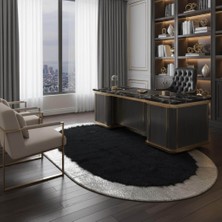 Decomarie Oval Siyah Toscana Halı Halı – Zarif Çerçeveli Prestijli Tasarım