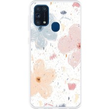 TechTree Samsung Galaxy M31 Uyumlu Pastel Soyut Çiçek ve Leke Desenli Baskılı Silikon Kılıf