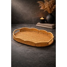 Yzhome Sadece Orta Boy Oval Hasır Tepsi Servis Sunum Tepsisi Organizer Düzenleyici 35*25CM