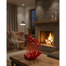 Machnera 3D El Insan Figürü Kırmızı Minimal Modern Ev ve Ofis Dekoru 12X18 cm