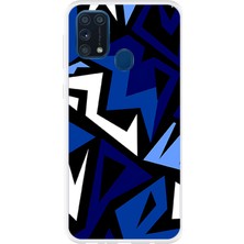 TechTree Samsung Galaxy M31 Uyumlu Modern Mavi Geometrik Mozaik Baskılı Silikon Kılıf