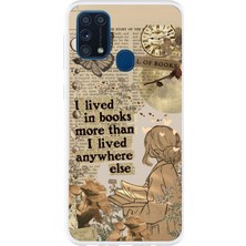 TechTree Samsung Galaxy M31 Uyumlu Kitap Okuyan Kadın Retro Baskılı Silikon Kılıf