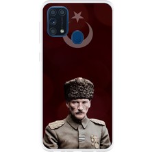 TechTree Samsung Galaxy M31 Uyumlu Ay Yıldız ve Başkomutan Atatürk Baskılı Silikon Kılıf