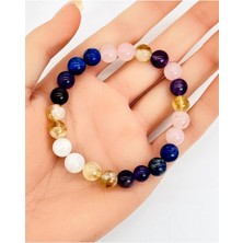 Ametist - Dönüşümlü Sitrin - Lapis - Pembe Kuvars 8 mm Bileklik Unısex