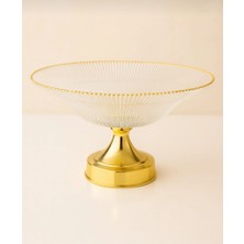 vanilinkitchen Gold Ayaklı Cam Sunum Tabağı Lüks Servis & Meyvelik
